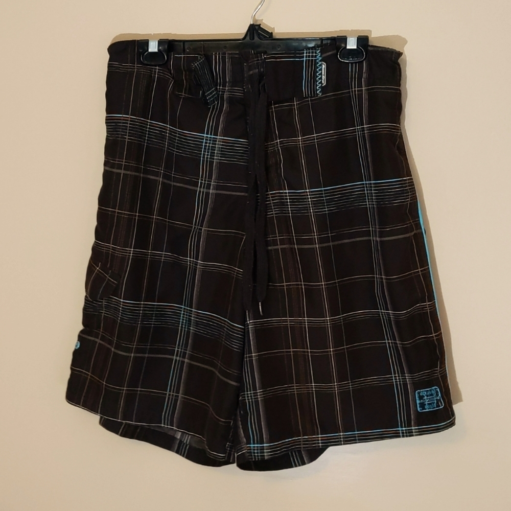 💵2/$10Bundle and Save💵Ocean Core| Brown Multi Colored Pin Stripes Swim Trunks